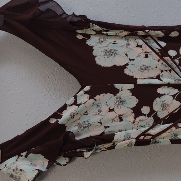 Studio Y Y2K Floral V-Neck Dress in Brown and Blue size 7/8 - Picture 10 of 16